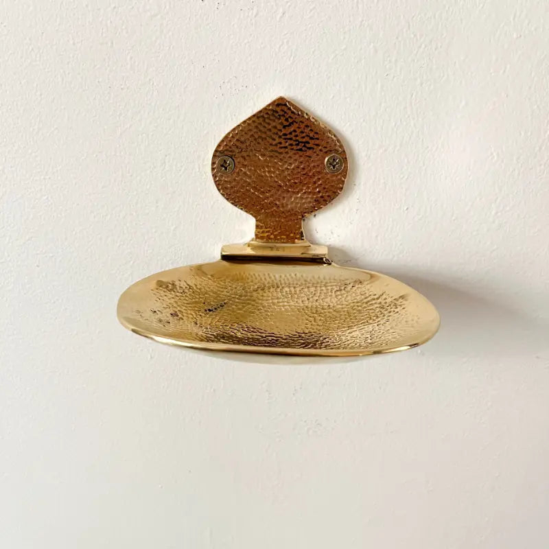 Hammered Unlacquered Brass Soap Dish